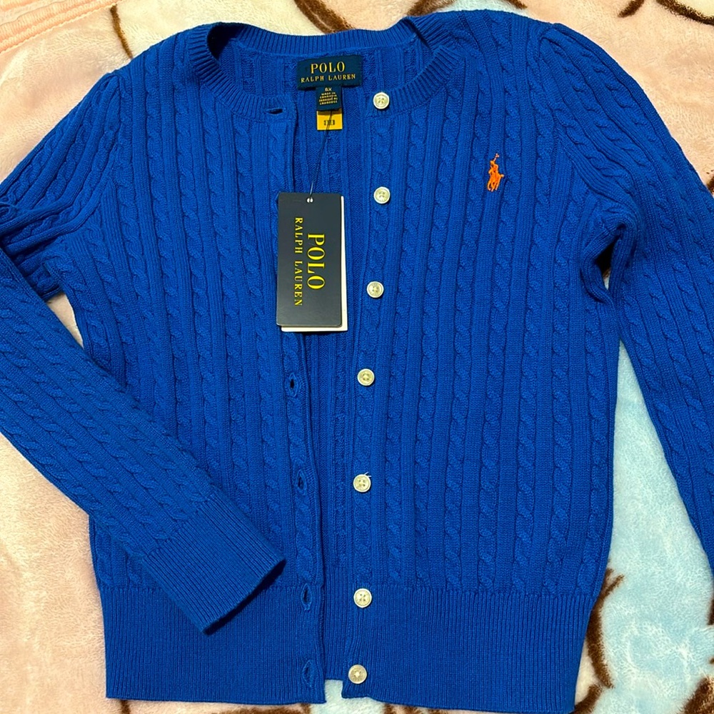 Ralph Lauren Polo Girls Cotton Knit Cable Cardigan Sweater!